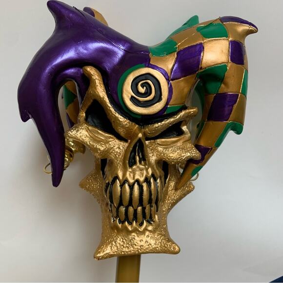 California Costumes Gold and Purple Creepy Halloween Jester Cane NEW Scary - Picture 8 of 8